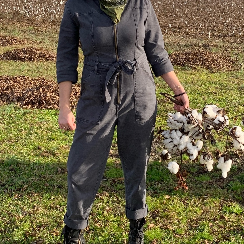 Coveralls Boiler suit / Jumpsuit Dark Gray High Waisted Long Sleeve Utility Suit - Picture 4 of 4